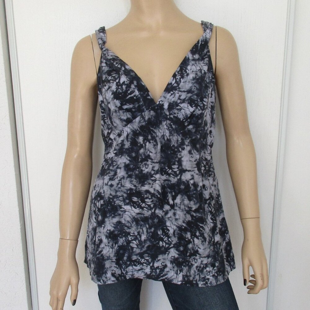 New BANANA REPUBLIC Tank Top Size Large Black Tie-Dye Silk